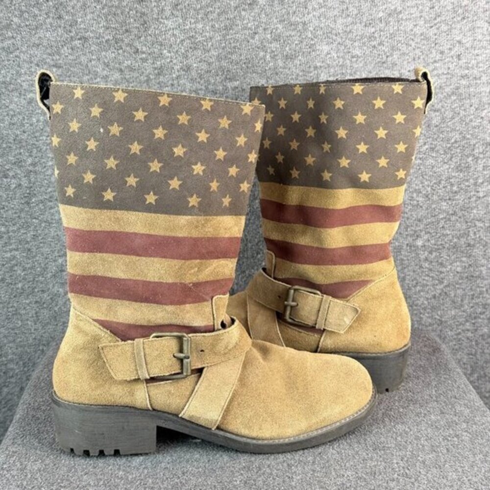 Sbicca‎ Vintage Collection American Flag Leather Boots Patriotic Women's 10